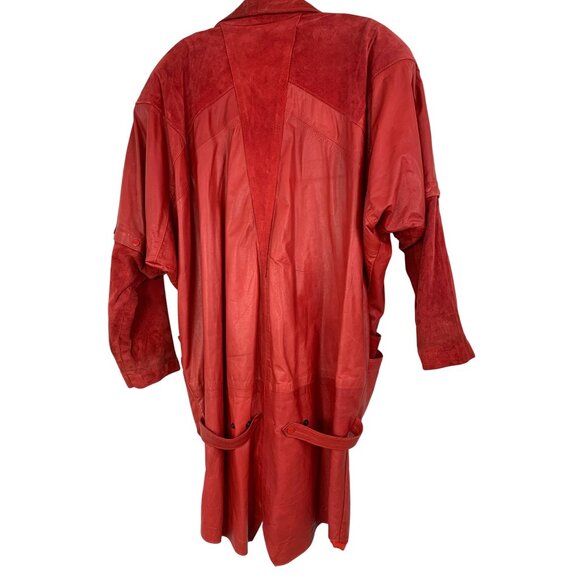 Rare VTG 80s Clifford Olson Red Leather Coat Hikable Sleeves M/L RW10345 - Picture 10 of 16